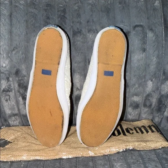 Kate Spade Keds White Pearl Sparkle Ribbon Lace Women's Casual Sneakers WO 8.5 - Picture 7 of 7